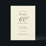 Modern Elegant 60th Birthday Party Invitation<br><div class="desc">This modern,  elegant 60th birthday party invitation is perfect for your celebration. It features modern typography and creates a chic and stylish look—perfect for celebrating this special milestone birthday.
.</div>