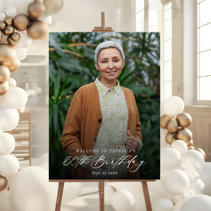 Modern Elegant 60th Birthday Party Photo Welcome Foam Board