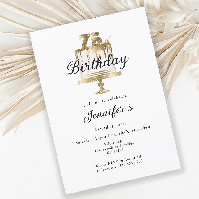Modern, elegant 75. Birthday invitation (Creator Uploaded)