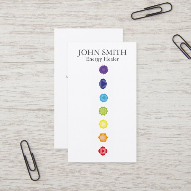 Modern Elegant 7 Chakras Kundalini Healer Rainbow  Business Card (Front/Back In Situ)