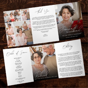 Modern Elegant 7 Photo Trifold Funeral Program