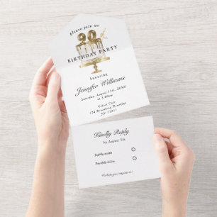 Modern, elegant 90. all in one invitation