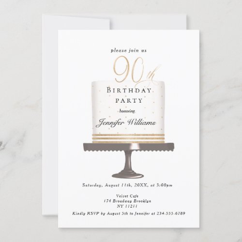 Modern elegant 90 birthday invitation