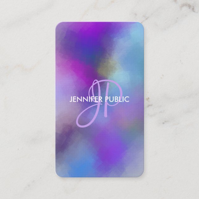 Modern Elegant Abstract Art Monogram Template Business Card (Front)