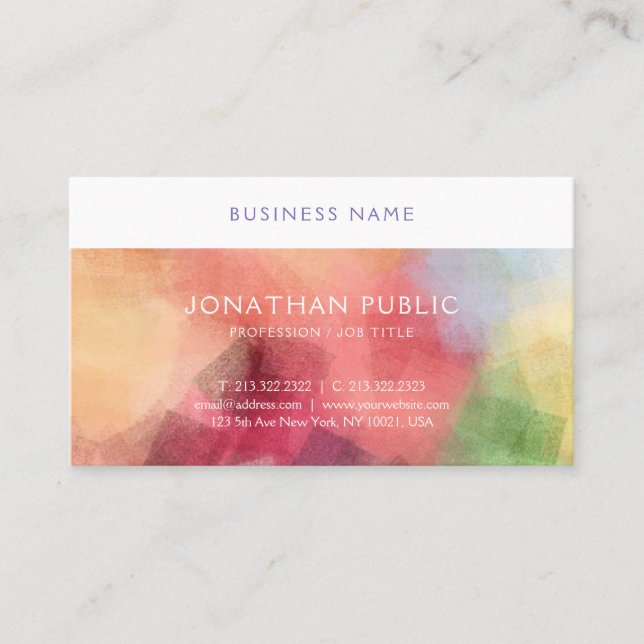 Modern Elegant Abstract Art Template Professional Business Card (Front)