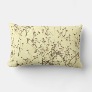 Modern Elegant Abstract Beige Cream Wildflowers Lumbar Pillow