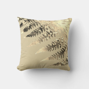 Modern Elegant Abstract Beige Watercolor Fern Throw Pillow
