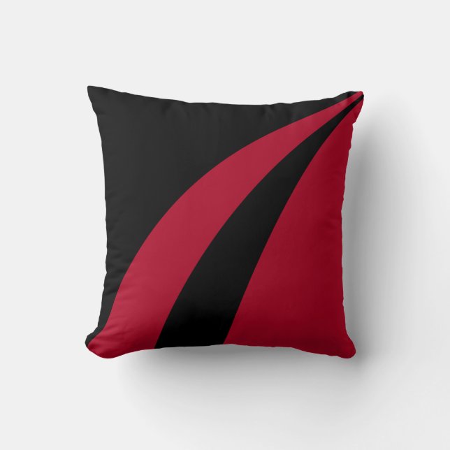 Modern elegant abstract black and burgundy waves throw pillow (Front)