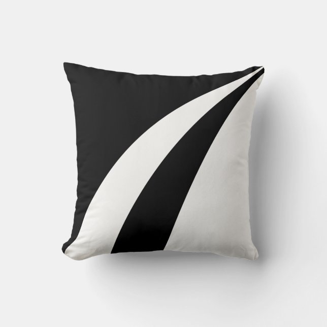 Modern elegant abstract black & white waves throw pillow (Front)