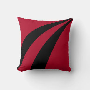 Modern elegant abstract burgundy red & black waves throw pillow