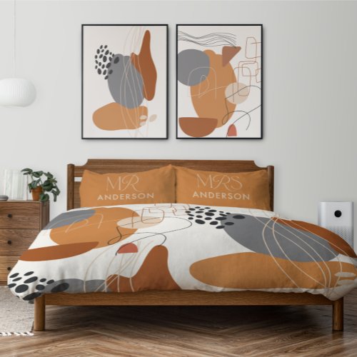 Modern elegant abstract geometric mid century chic duvet cover