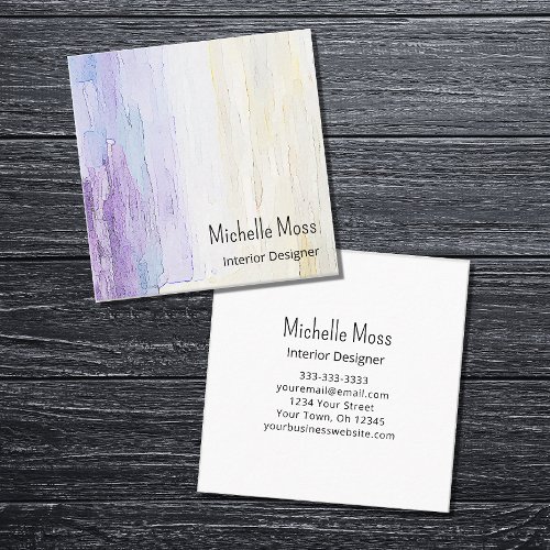 Modern Elegant Abstract Interior Designer Purple  Square Business Card
