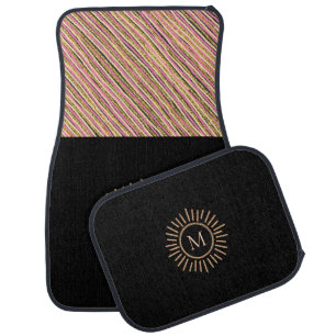 Modern Elegant Abstract Monogram Yellow Gold Pink Car Floor Mat