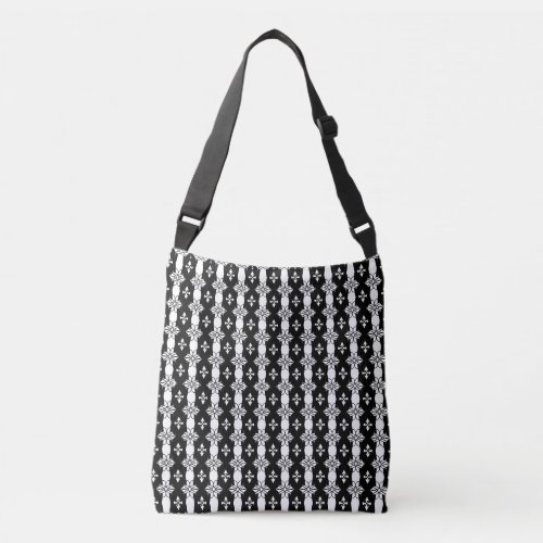 Modern Elegant Abstract Pattern in Black and White Crossbody Bag