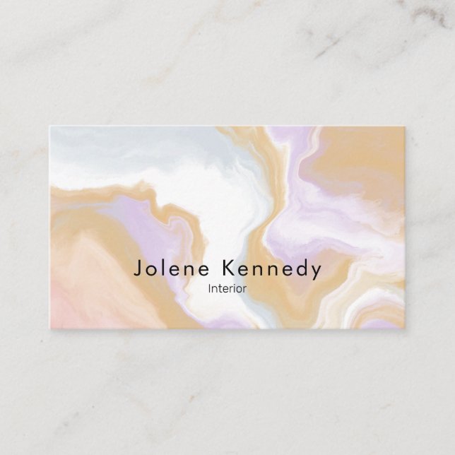 Modern Elegant Abstract Peach Neutral Abstrac Wave Business Card (Front)