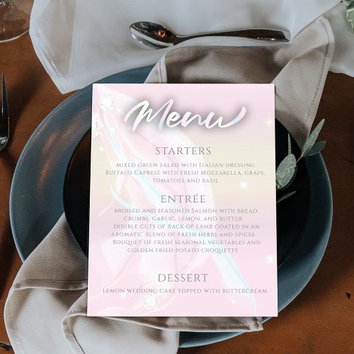 Modern Elegant Abstract Peach Pink Wedding Menu