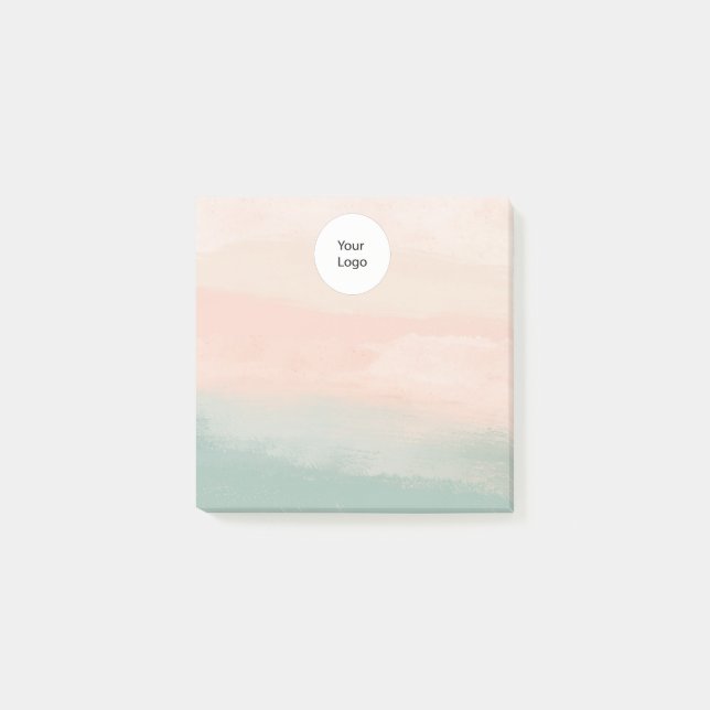 Modern Elegant Abstract Peach Teal Textured  Post-it Notes (Front)