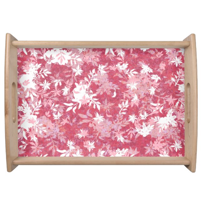 Modern Elegant Abstract Pink Marigold Flowers Serving Tray (Front)
