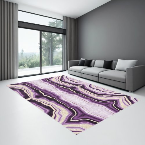 Modern elegant abstract purple agate geode marble rug