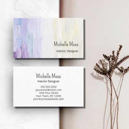 Modern Elegant Abstract Purple Interior Designer Business Card