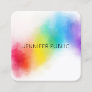 Modern Elegant Abstract Rainbow Colors Template Square Business Card