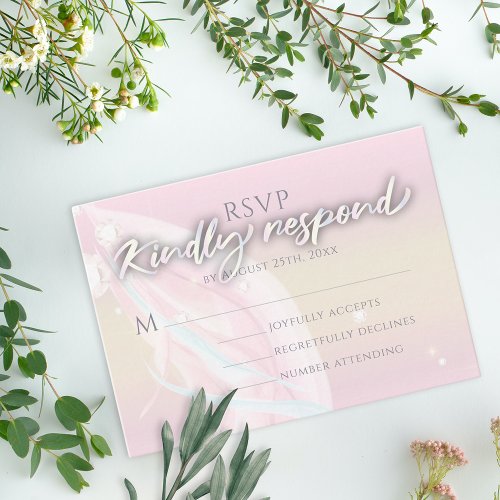 Modern Elegant Abstract Soft Peach Pink Wedding Enclosure Card