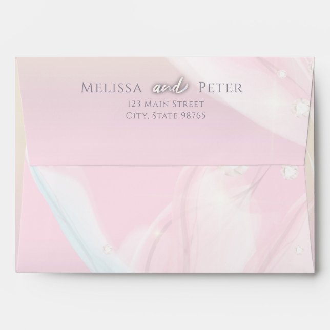 Modern Elegant Abstract Soft Peach Pink Wedding  Envelope (Back (Top Flap))