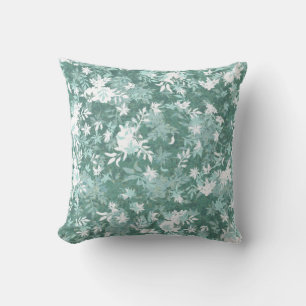 Modern Elegant Abstract Teal Marigold Flowers Throw Pillow