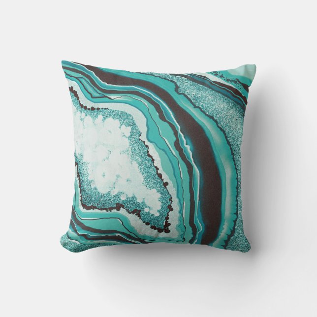 Modern Elegant Abstract Turquoise Agate Geode  Throw Pillow (Front)