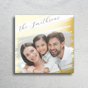 Modern Elegant Add Photo Family Portrait With Name Foil Prints