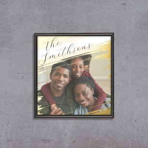 Modern Elegant Add Photo Family Portrait With Name Foil Prints