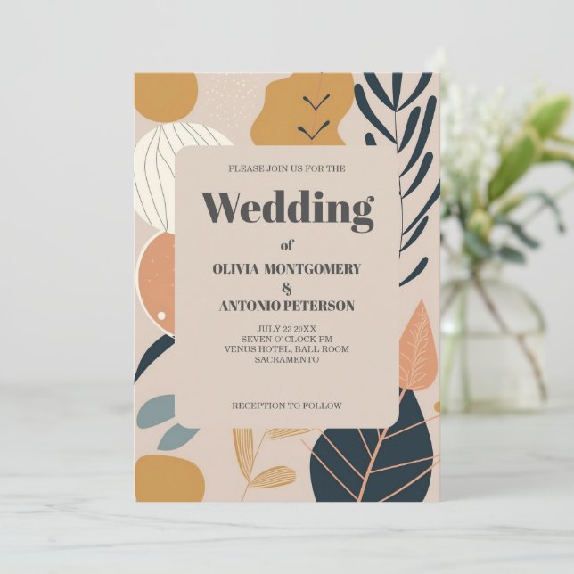 Modern Elegant Aesthetic Boho Pattern Wedding Invitation (Standing Front)