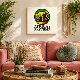 Modern Elegant African Lion Drum Canvas Print