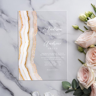 Modern Elegant Agate Marble Wedding Acrylic Invitations