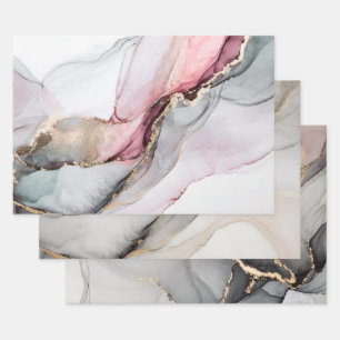Modern Elegant Agate Marble Wrapping Paper Sheets