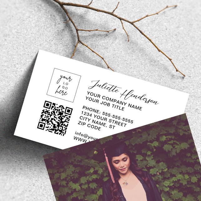 Modern Elegant All-in-one Logo QR Photo Business Card (Creator Uploaded)