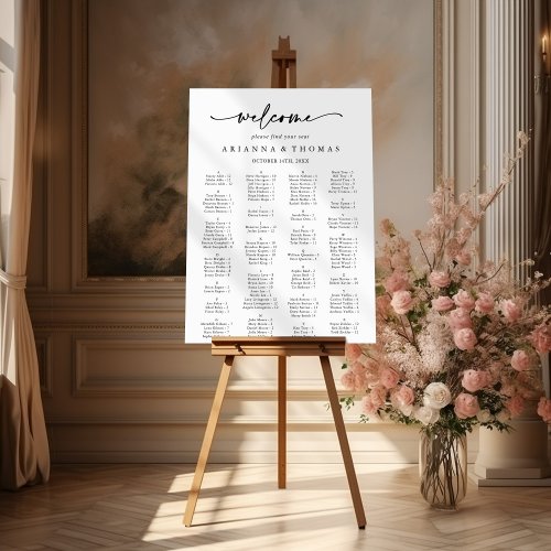 Modern Elegant Alphabetical Seating Chart  Foam Board