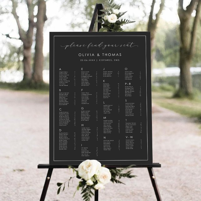 Modern Elegant Alphabetical Wedding Seating Charts Foam Board (Creator Uploaded)