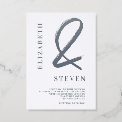 Modern Elegant Ampersand Simple Bold Wedding Letterpress Invitation