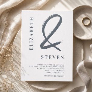 Modern Elegant Ampersand Simple Bold Wedding Letterpress Invitation