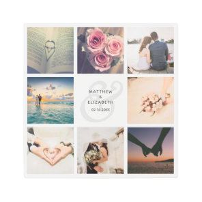 Modern Elegant Ampersand Wedding Photo Collage Metal Print
