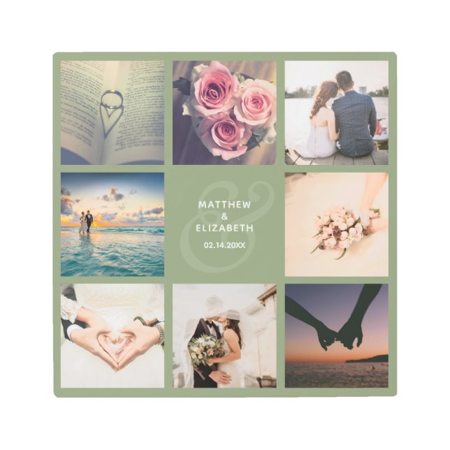Modern Elegant Ampersand Wedding Photo Collage Metal Print (Front)