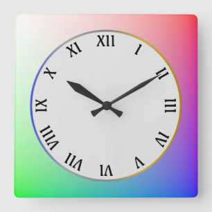 Modern, Elegant and Simple Colorful Pastel Rainbow Square Wall Clock