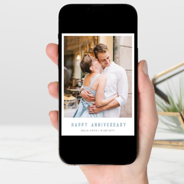 Modern Elegant Anniversary Photo Greeting Card (Front Digital)