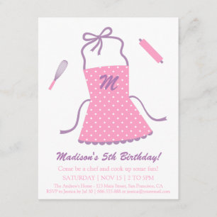 Modern Elegant Apron Cooking Baking Birthday Party Invitation