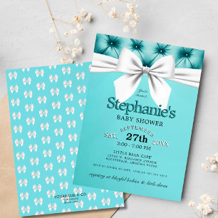 Modern Elegant Aqua Blue Baby Shower Invitation