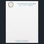 Modern Elegant Aqua Custom Business Logo    Letterhead<br><div class="desc">Customize this lovely, fresh aqua business letterhead paper for the perfect design for your business needs. Modern elegant turquoise, dark aqua, green blue script can be easily edited. Add your logo and fit it to the size you like. Delete the letters from any of the spaces you want to leave...</div>