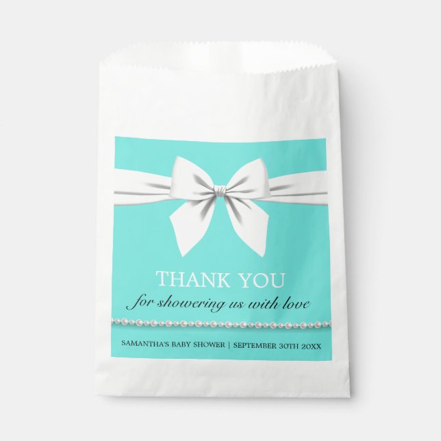 Modern Elegant Aqua Teal Glam Tiffany Theme Favor Bag (Front)