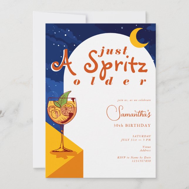 Modern Elegant Arch A Spritz Older Summer Birthday Invitation (Front)