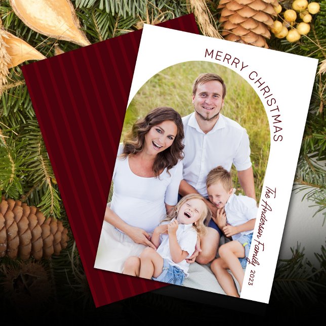 Modern Elegant Arch Photo Christmas Holiday Card (Creator Uploaded)